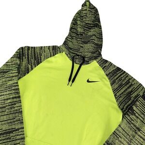 Nike Hoodie Mens XLT Yellow Dri-FIT Fleece Pullover Kangaroo Pocket Swoosh Logo